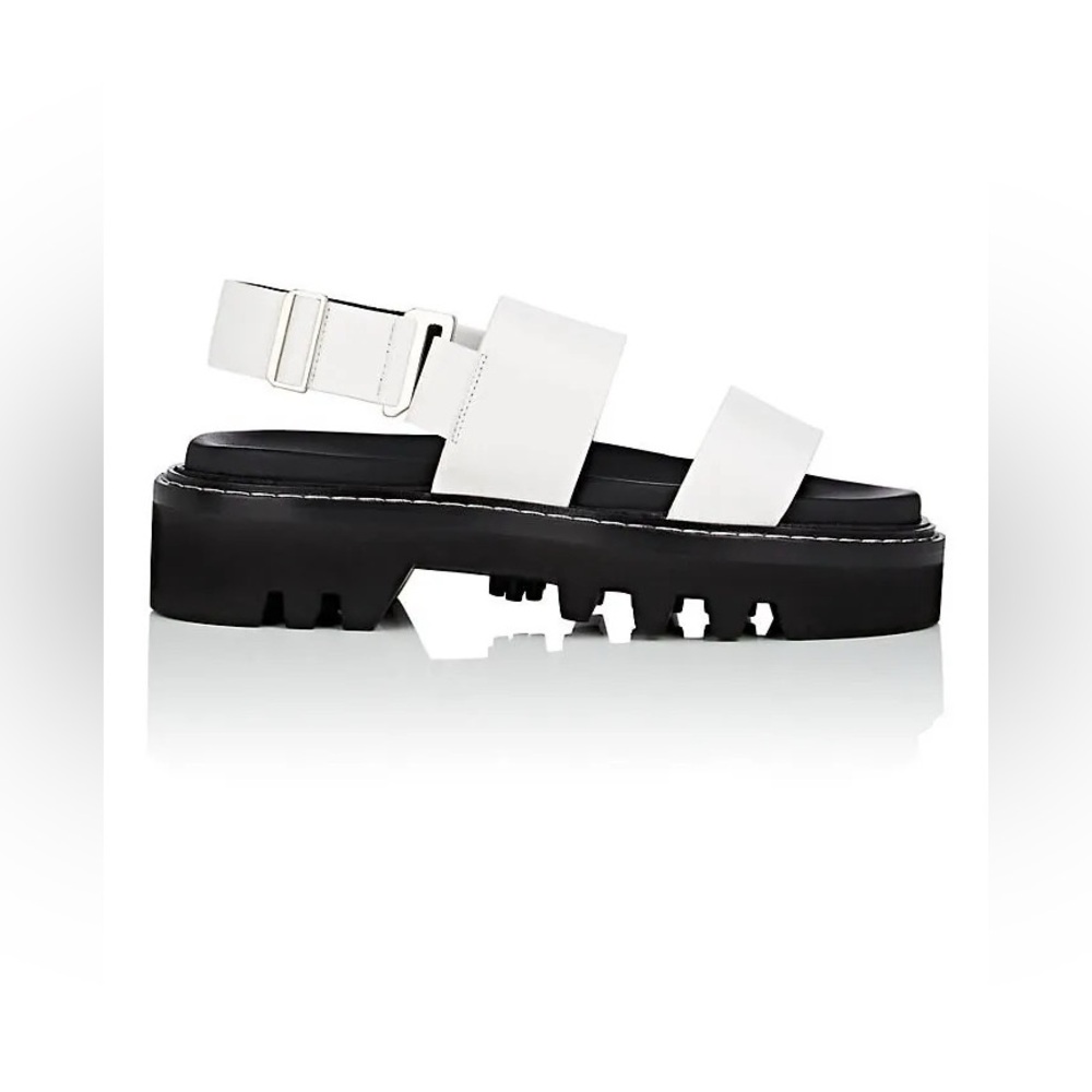 🆕 Calvin Klein Collection Marli Leather Double-Strap Sandals White 39.5 US 9.5